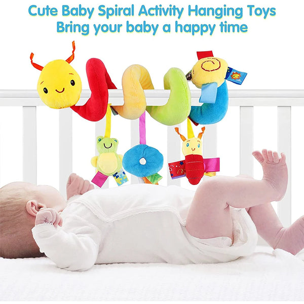 Spiral sensory toy attached for baby play