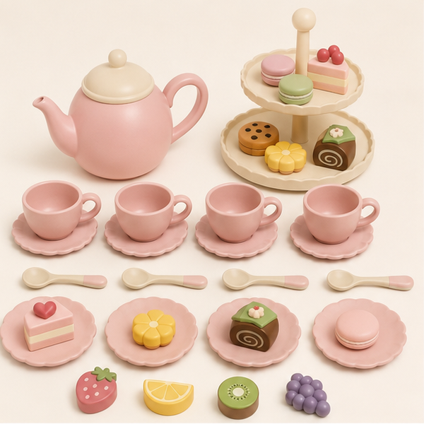 Complete 27-piece pretend tea party set