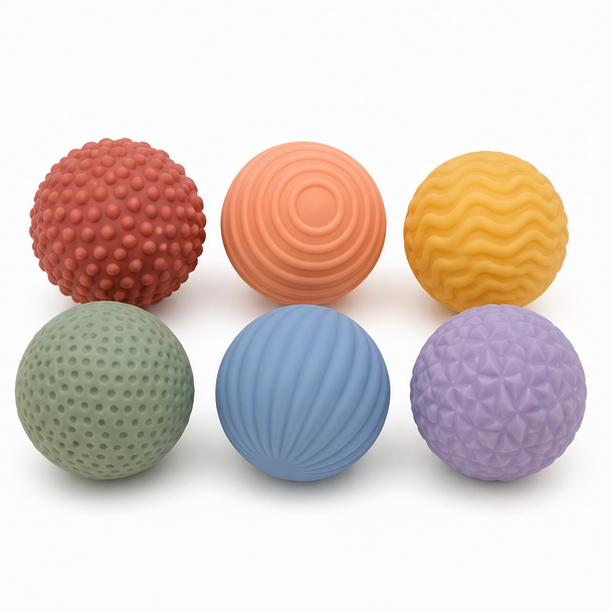 Six textured soft sensory balls hero image