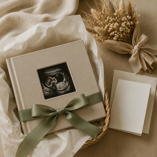 Ultrasound album presented as an expecting-parent gift