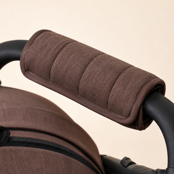Close-up of a padded cocoa grip cover wrapped around a handle
